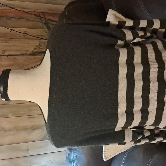 Orvis Women 100% Cashmere Crew Neck Sweater Tunic Size L Gray Striped Soft Comfy - Picture 5 of 10